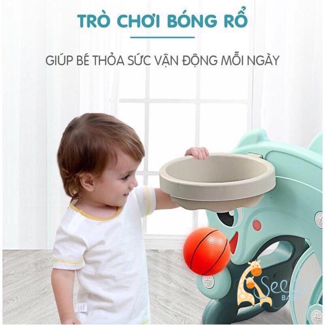 Cầu trượt bập bênh | cầu tuột bập bênh bóng rổ HOLLA đa năng 3 trong 1 cao cấp - Chính hãng - SEED BABY