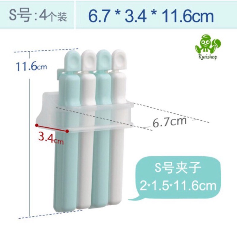 Set 3,4 kẹp khoá miệng túi Inomata nội địa Nhật Bản bảo quản thực phẩm (kèm giá đựng) size S, L