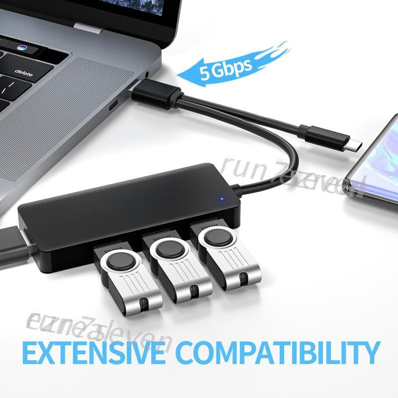 Bộ Chia 4 Cổng Usb 3.0 Siêu Mỏng Với 2 Cổng Usb Type C Usb 3.0