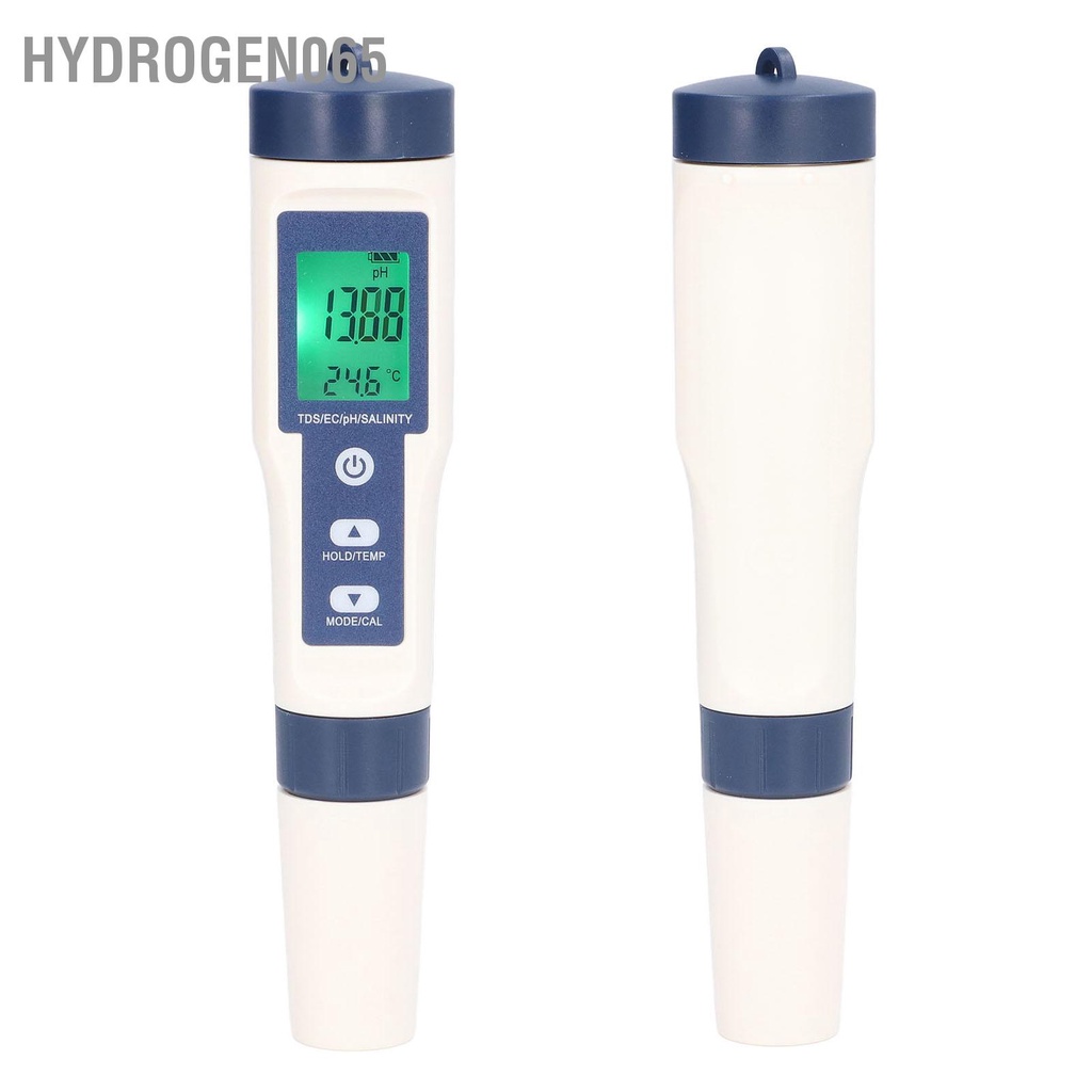 Máy đo chất lượng nước kỹ thuật số 5 trong 1 Nhiệt độ mặn PH TDS EC không thấm có đèn nền (Không bao gồm pin) Hydrogen065