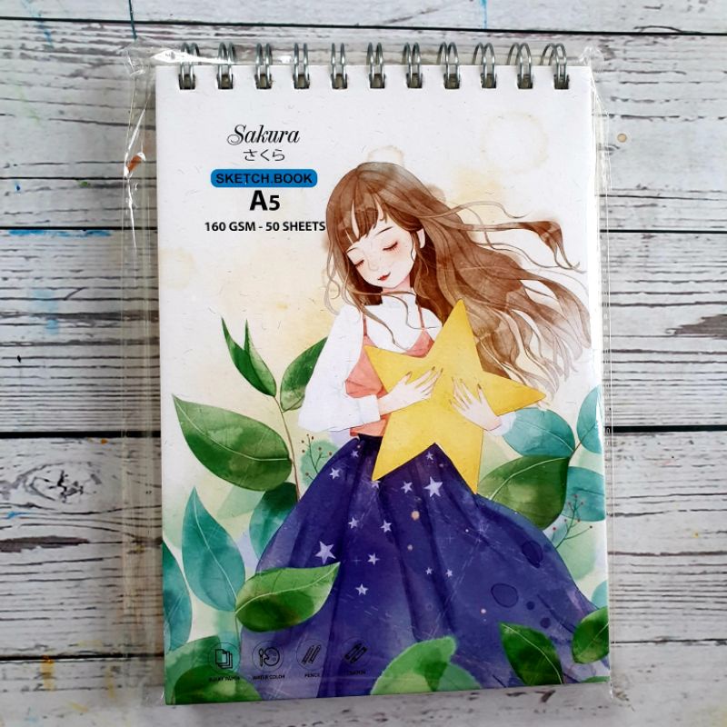 Sổ vẽ màu nước a5 sketchbook loại đẹp 50 tờ