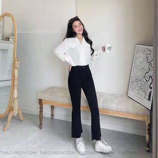 Quần jeans đen loe form lửng zareen jea122