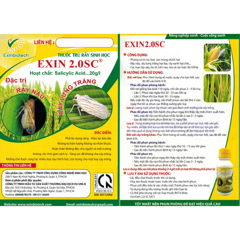 [COMBO] THUỐC SINH HỌC EXIN TRỊ BỆNH + RẦY RỆP BỌ TRĨ + SÂU ĂN LÁ CHO RAU CỦ QUẢ