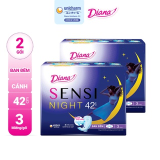 Bộ 2 gói băng vệ sinh Diana Sensi Night ban đêm 42cm 3 miếng/gói