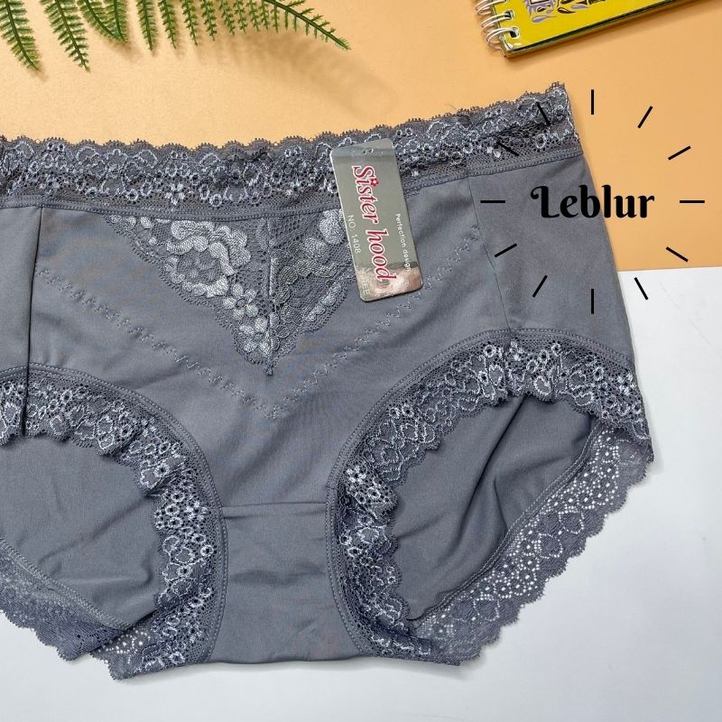 Quần lót ren trước form to, chất vải lanh mát, chíp cạp qua rốn ôm bụng, nội y big size Thái Lan Sisterhood 1408, Leblur