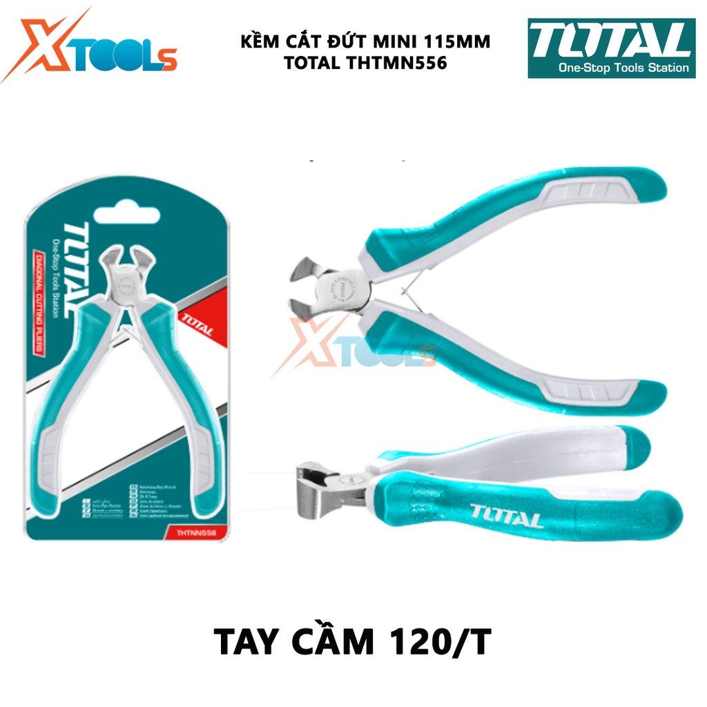 Kềm cắt đứt mini TOTAL THTMN556 | Kìm cắt đứt kích thước 4,5&quot;/ 115mm, thép CR-V, tay cầm cách điện,bọc cao su chống trơn
