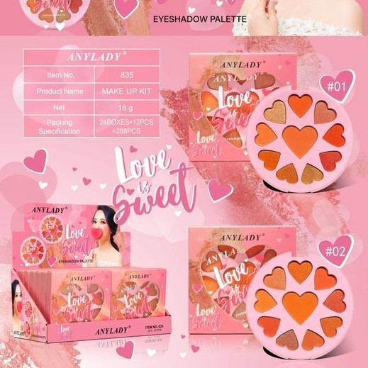 Phấn Mắt  Phấn Má Và Nền Nhũ Trái Tim Love&Sweet ANYLADY No 835 siêu đẹp | BigBuy360 - bigbuy360.vn