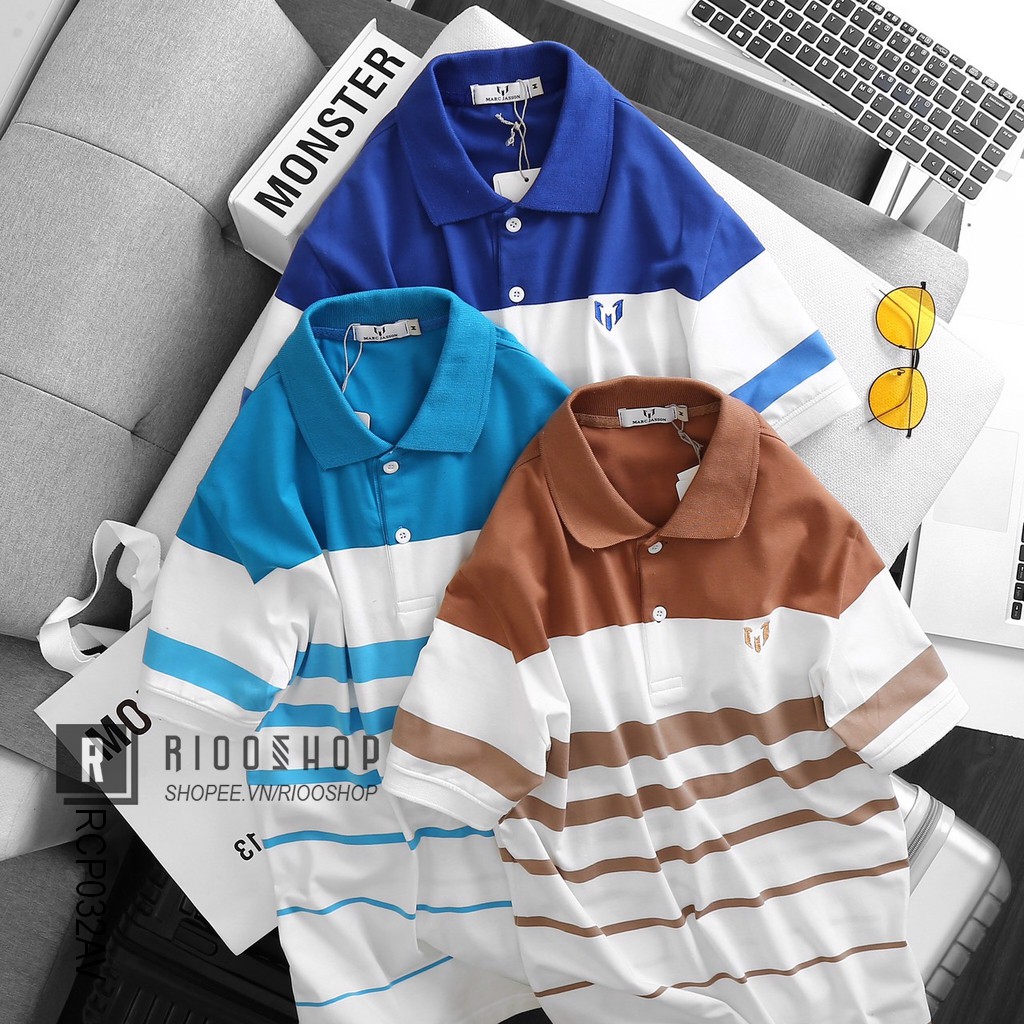 Áo thun nam trung niên polo sọc ngang Marc cực đẹp RCP032AV - áo phông nam có cổ Riooshop | BigBuy360 - bigbuy360.vn