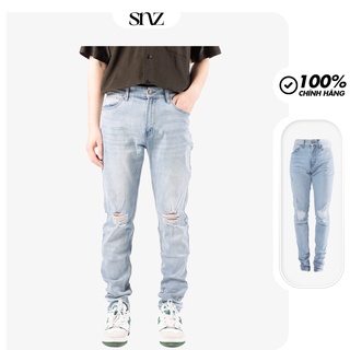Quần Jeans Rách Gối Chất Cotton Co Giãn Tốt Bền Màu Form Trẻ Trung Snazzy Distressed Blue
