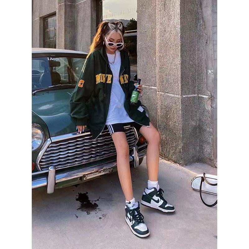 Áo khoác mũ trùm dài tay in họa tiết phong cách mùa thu cho phái nữ | BigBuy360 - bigbuy360.vn