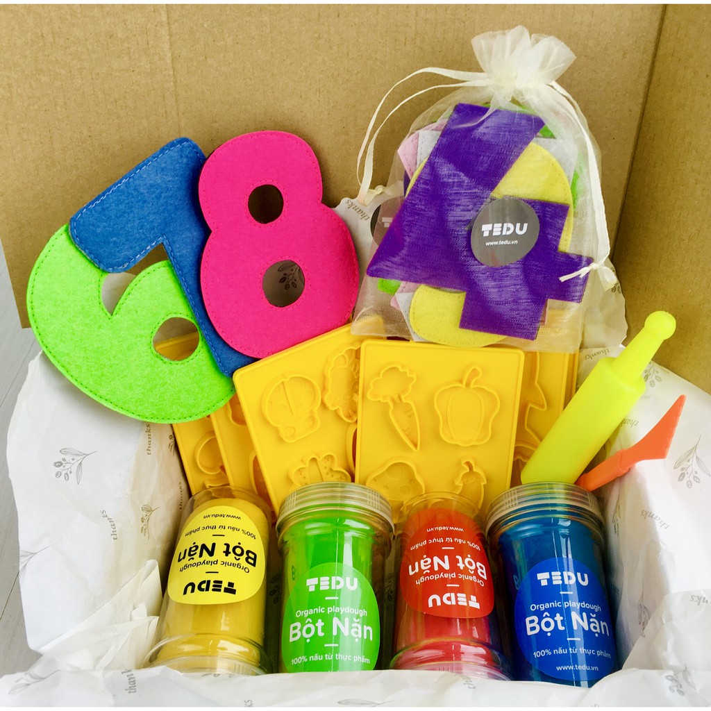 Bột nặn đất nặn an toàn TEDU quà tặng 179 - Combo nỉ số thông minh