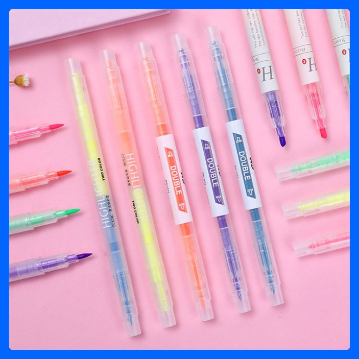 Set bút dạ quang highlighter tô viết nhiều màu cho học sinh cực đáng yêu