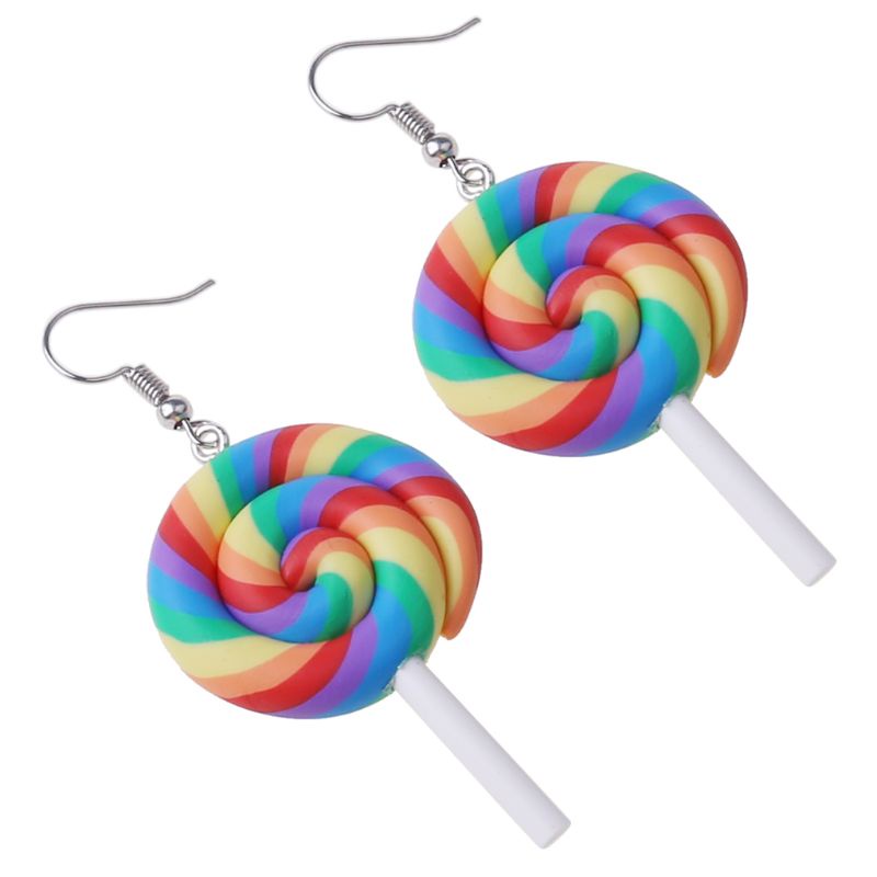 Khuyên tai hình que kem bằng đất sét polymer nhiều màu sắc vui nhộn thời trang cho nữ