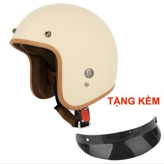 Mũ bảo hiểm 3/4 đầu SRT Classic viền nâu, lót màu cao cấp - tặng kèm lưỡi trai