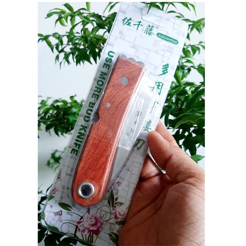 Dao ghép cành cao cấp dạng gấp,lưỡi dầy 2mm sắc bén, bền, cán gỗ cao cấp cầm rất vừa tay