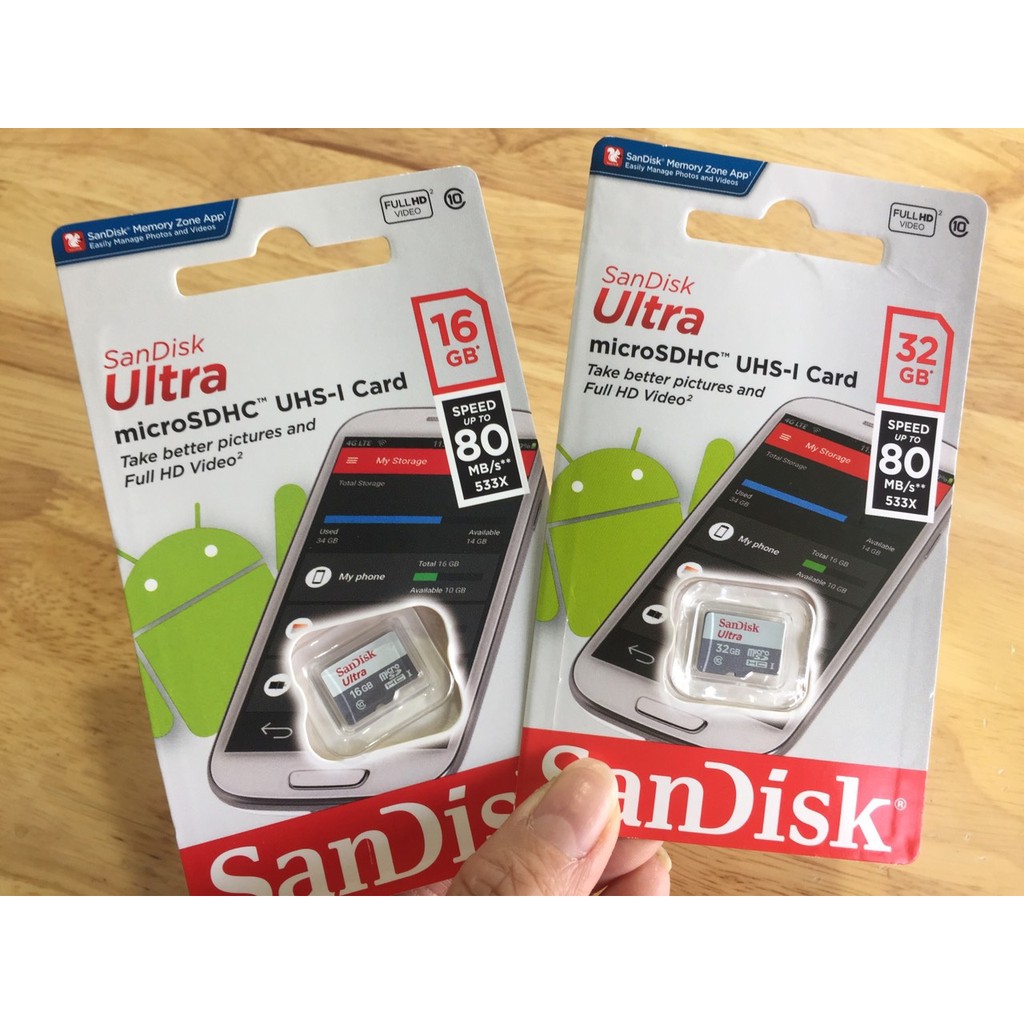 [16GB; 32GB; 64GB; 128GB] Thẻ nhớ MicroSDXC tốc độ 80-100MB/s Sandisk Ultra