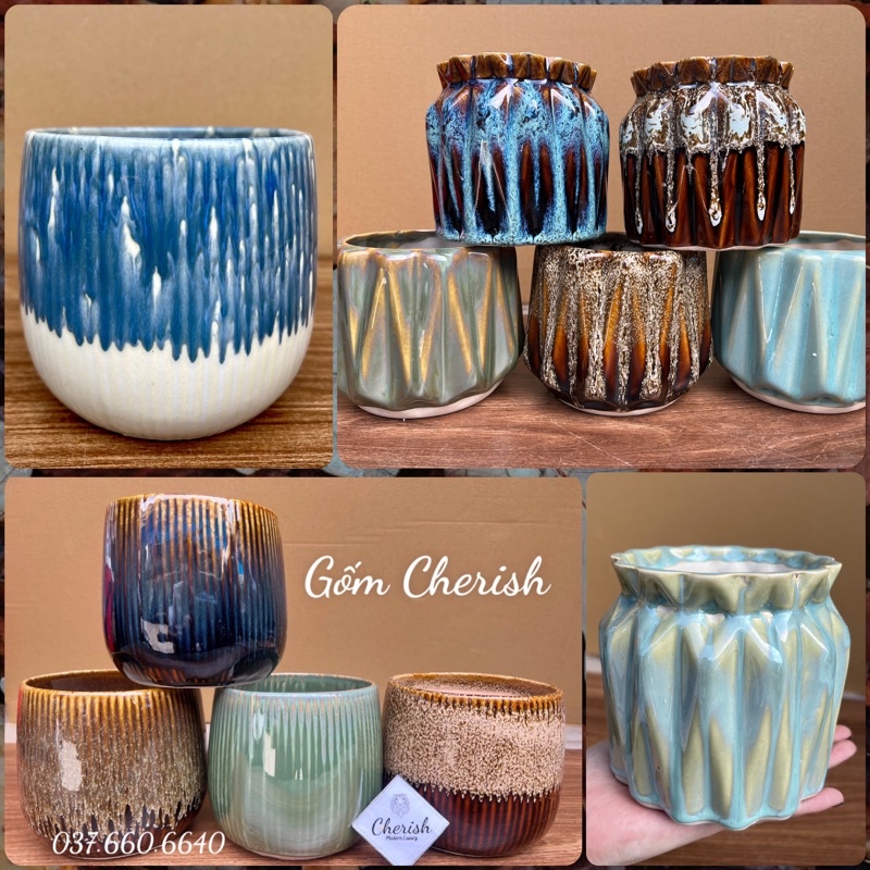 Chậu trồng cây cảnh gốm sứ bát tràng ( Nhiều Mẫu)