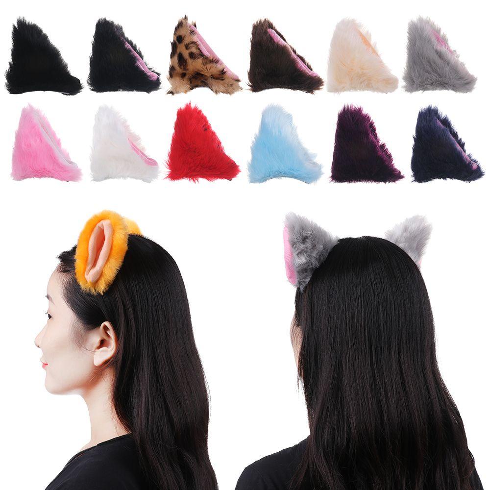 ESPO 1 Cặp Kẹp Tóc Tai Mèo Bằng Lông Nhung Thời Trang Tiệc Cosplay
