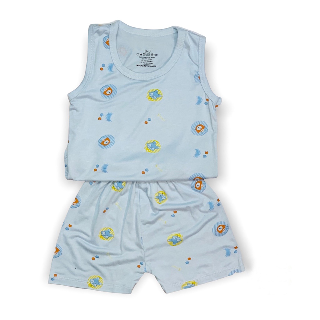Bộ ba lỗ cho bé trai bé gái LYBABY chất thun lạnh in hình họa tiết BBL06
