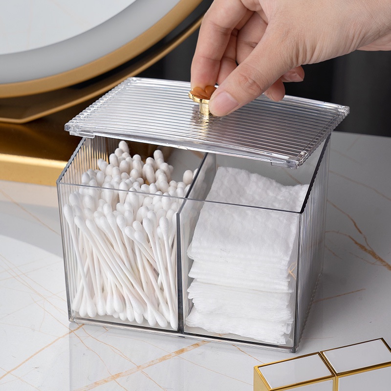 Hộp Đựng Tăm Bông/Bông Tẩy Trang Mini Chống Bụi Bằng Acrylic