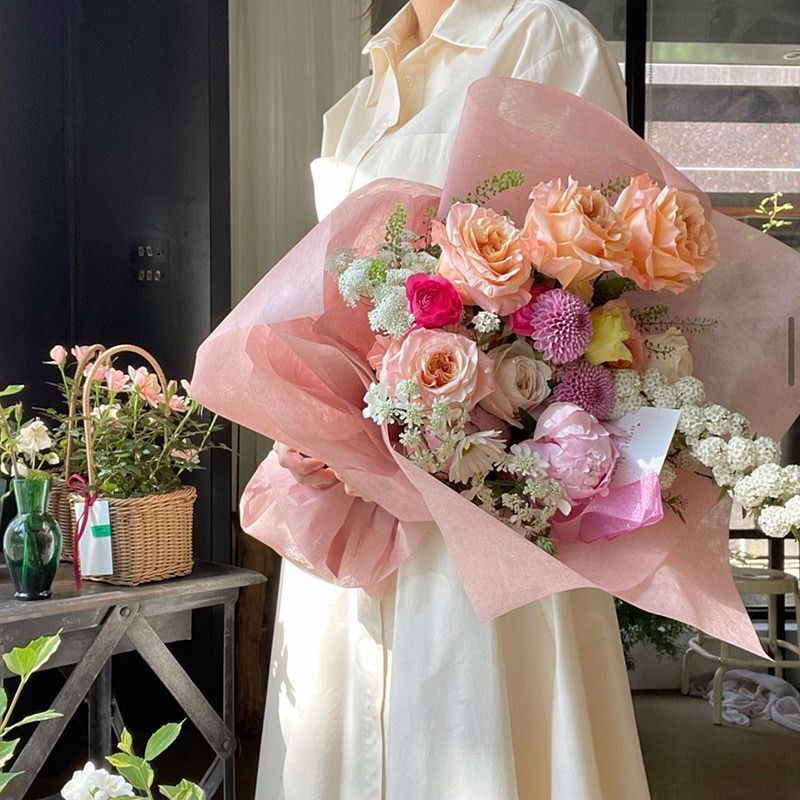 Bộ 10 Giấy Gói Quà Họa Tiết Hoa Xinh Xắn