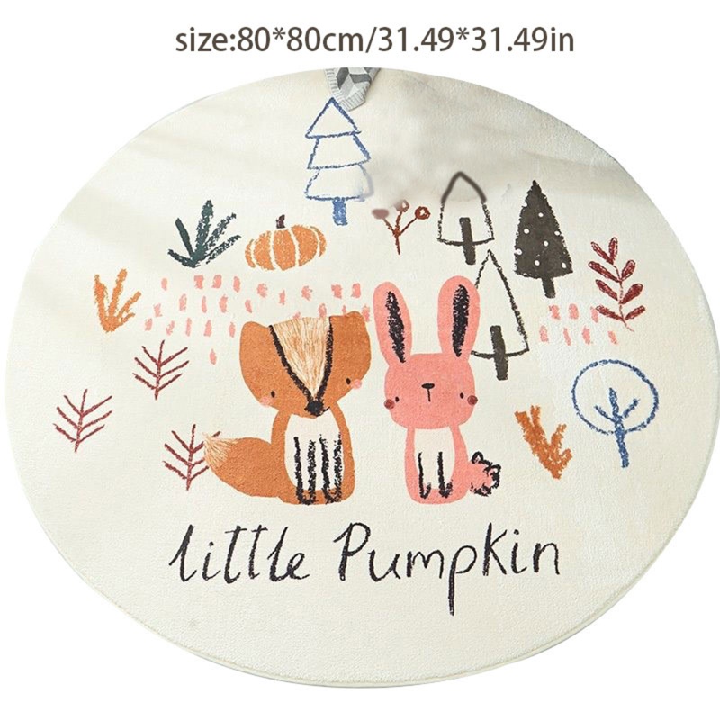 Thảm Bò Hình Tròn In Họa Tiết Hoạt Hình Dễ Thương Cho Bé
