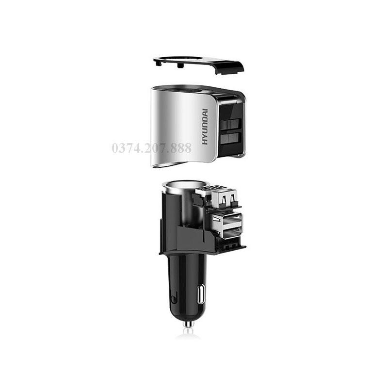 Tẩu Sạc nhanh  ô tô, xe hơi⚡️HÀNG CHÍNH HÃNG_huyndai⚡️ hiệu  Hyundai 1 Tẩu Tròn (3 USB Nhỏ) có led báo điện áp