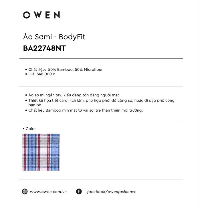 OWEN - Áo sơ mi ngắn tay Owen chất sợi tre kẻ ca rô 22748 | BigBuy360 - bigbuy360.vn