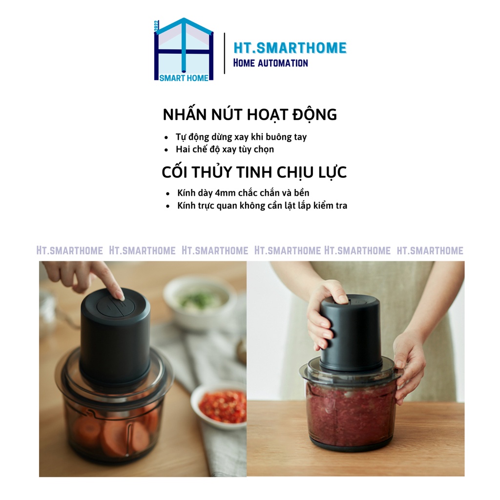 Máy xay thịt Olayks 1.2L điện gia dụng - Máy trộn tự động nhỏ đa chức năng xay rau củ băm nhuyễn tỏi