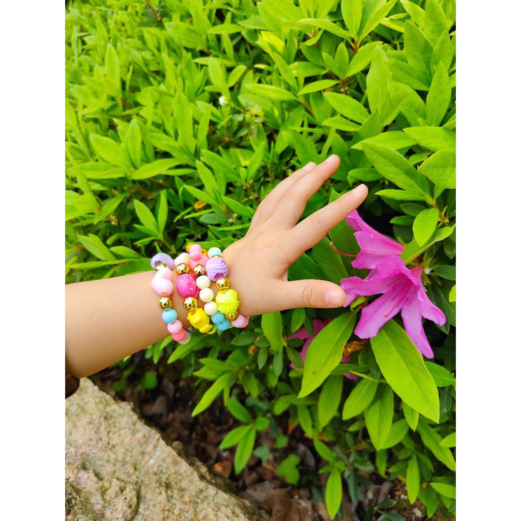 （1 vòng đeo tay）Vòng tay đính hạt nhiều màu sắc phong cách công chúa Hàn Quốc xinh xắn dành cho bé gái