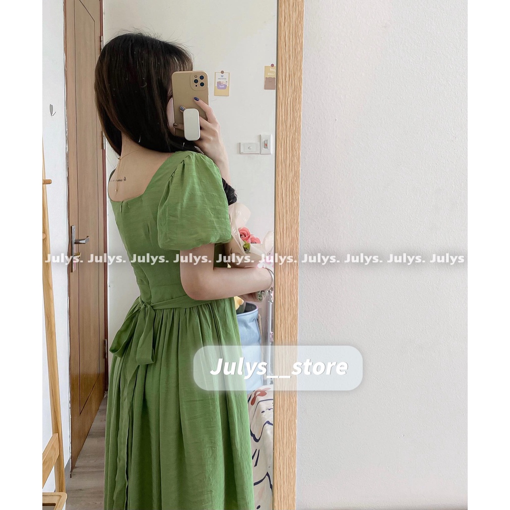 Đầm babydoll đũi cổ vuông đủ màu Julys (ảnh thật kèm video)