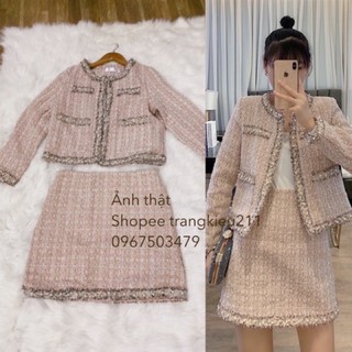 SET DẠ TWEED ĐÍNH VIỀN CƯỜM
