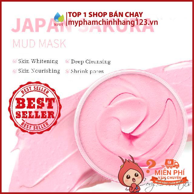 Mặt Nạ Bùn Hoa Anh Đào Trà Xanh ( Set 2 gói ) Sakura Laikou Làm Sạch Giảm Mụn Sáng Da
