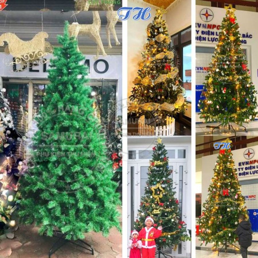 Cây thông noel 3m đầu tròn 10' trang trí phòng khách, phòng ngủ, ngoài trời đầy đủ phụ kiện mùa giáng sinh (Hình Thật)