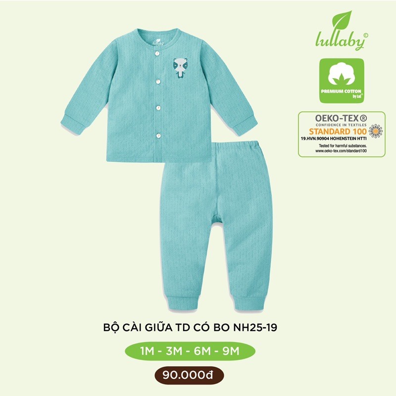 [Xả hàng] Bộ cài giữa tay dài sơ sinh Lullaby NH25-19 (Sz 1-9m )