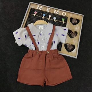 Set yếm kèm áo sơ mi cute cho bé