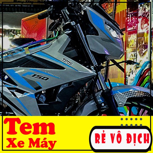 Tem Trùm Xe Satria 🍀 FREESHIP 🍀 Xanh Bạc Thể Thao