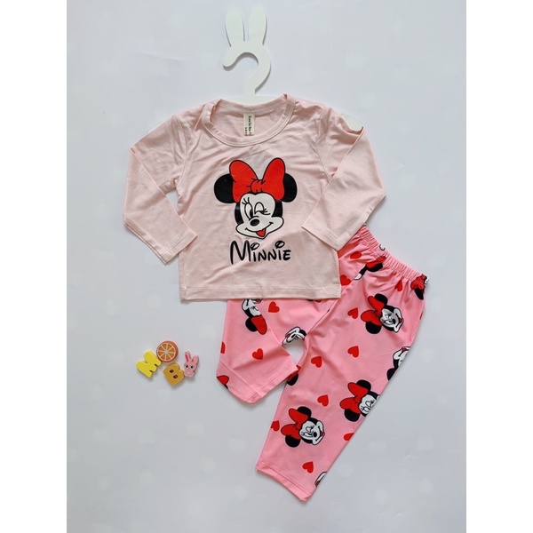 MBkid Bộ Dài Tay Quần Dài Áo Thun Lạnh Quần Thun QC Hoạ Tiết Hoạt Hình Mickey Minnie Gấu Pooh Cho Bé Từ 6kg Đến 21kg