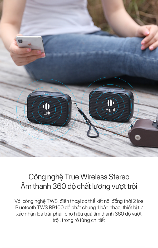 Loa Bluetooth 5.0 ROBOT RB100 Thanh âmcông suất lớn sạc nhanh kết nối nhanh sạc nhanh thời gian sử dụng thiết kế nhỏ gọn