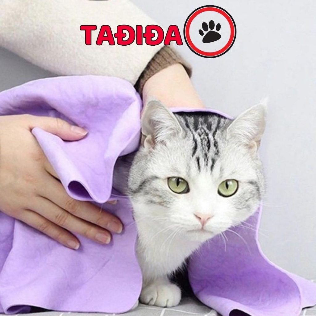 Khăn tắm cho Chó Mèo siêu thấm hút , Dụng cụ vệ sinh cho Thú Cưng tiện lợi - Tadida Pet