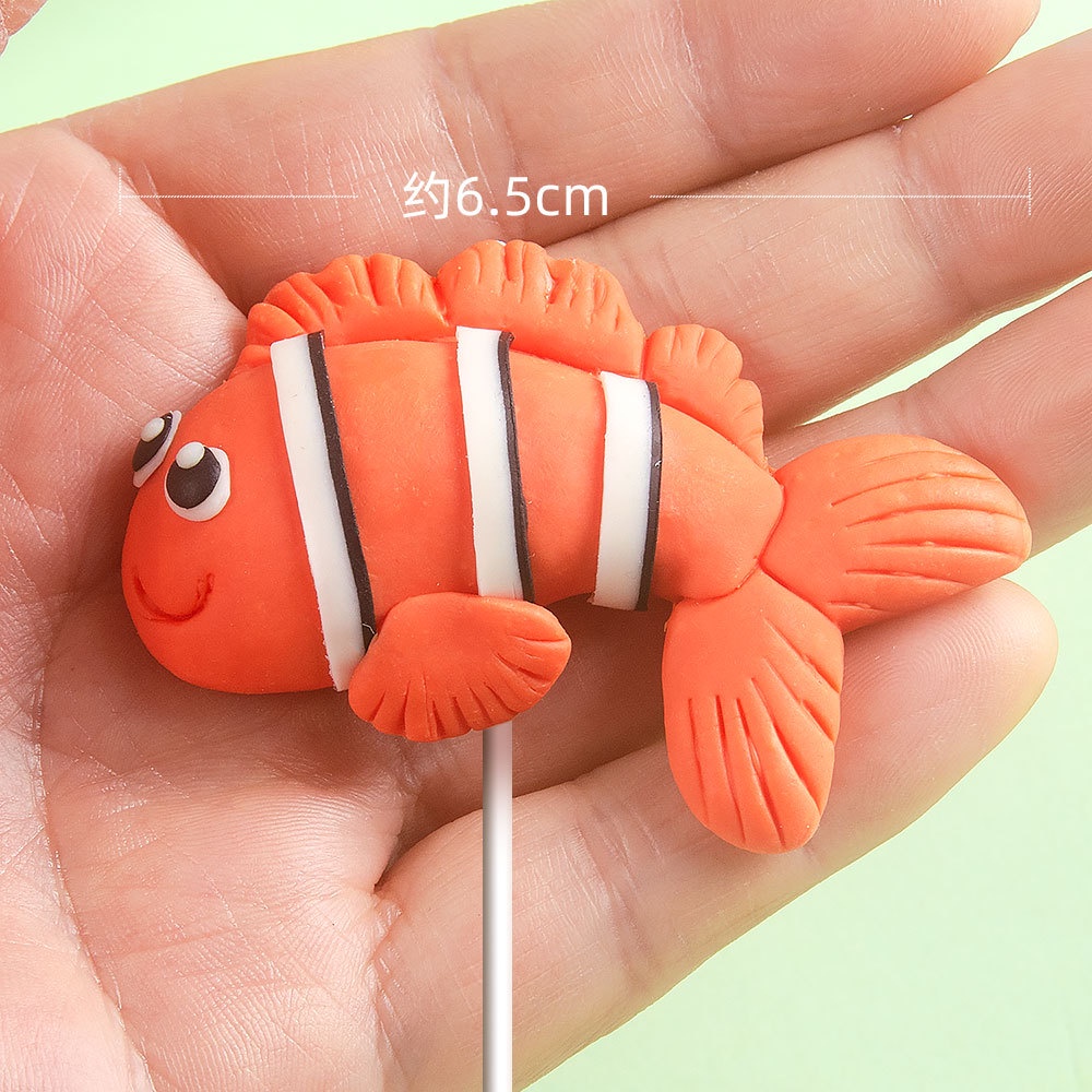 Phụ Kiện Trang Trí Bánh Kem Hình Cá Mập Hoạt Hình Dễ Thương