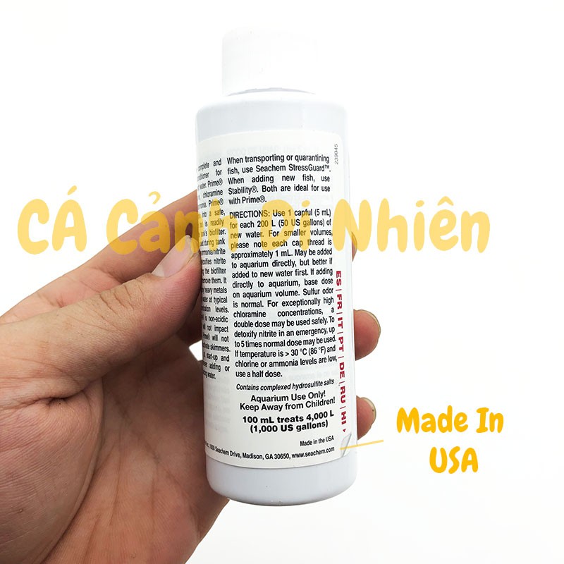 Dung dịch khử độc Seachem Prime của Mỹ 100 ML xử lý nước cho hồ cá