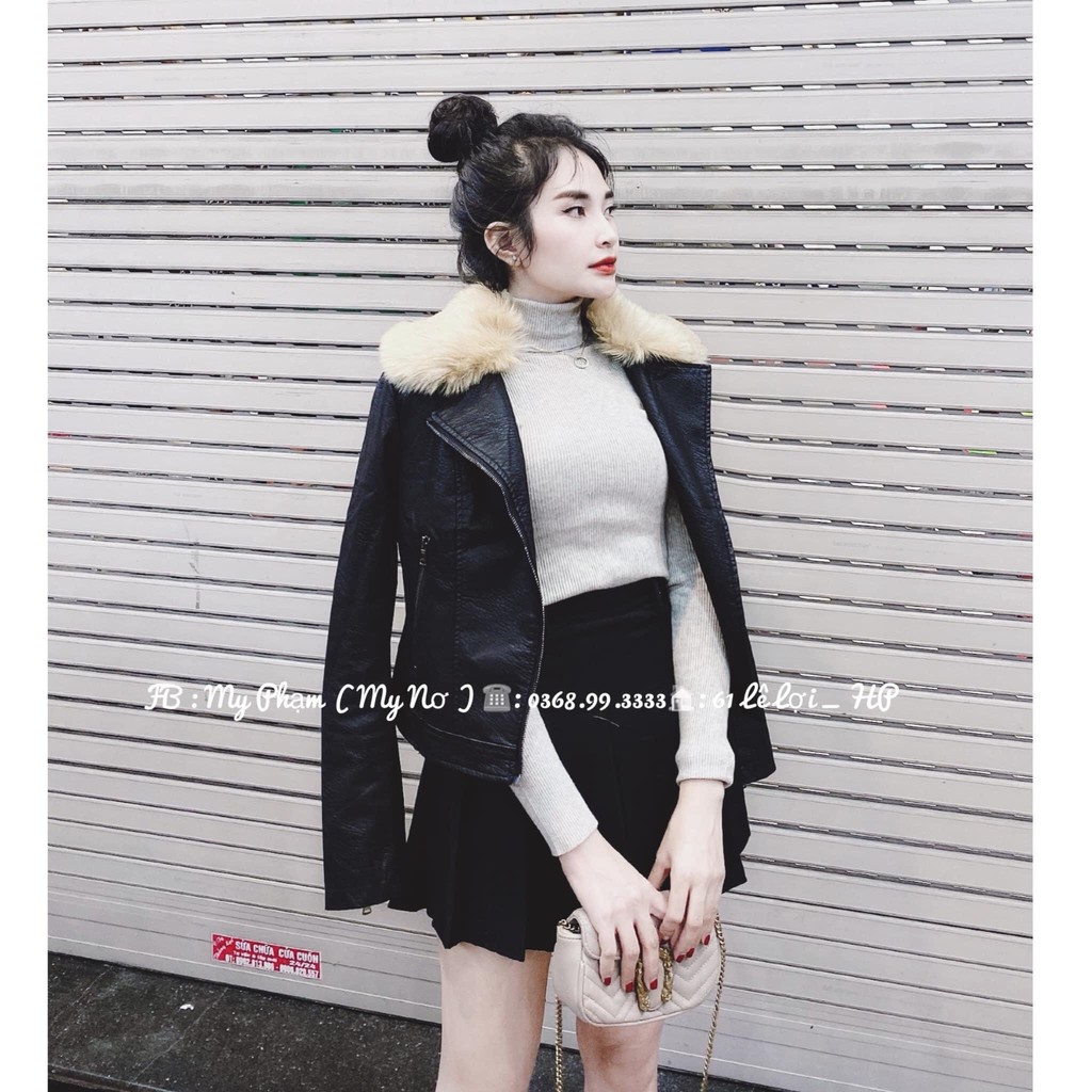 [SỈ LẺ] Áo da nữ hiệu Kaaier cổ lông cao cấp chất mềm đẹp như da thật | BigBuy360 - bigbuy360.vn