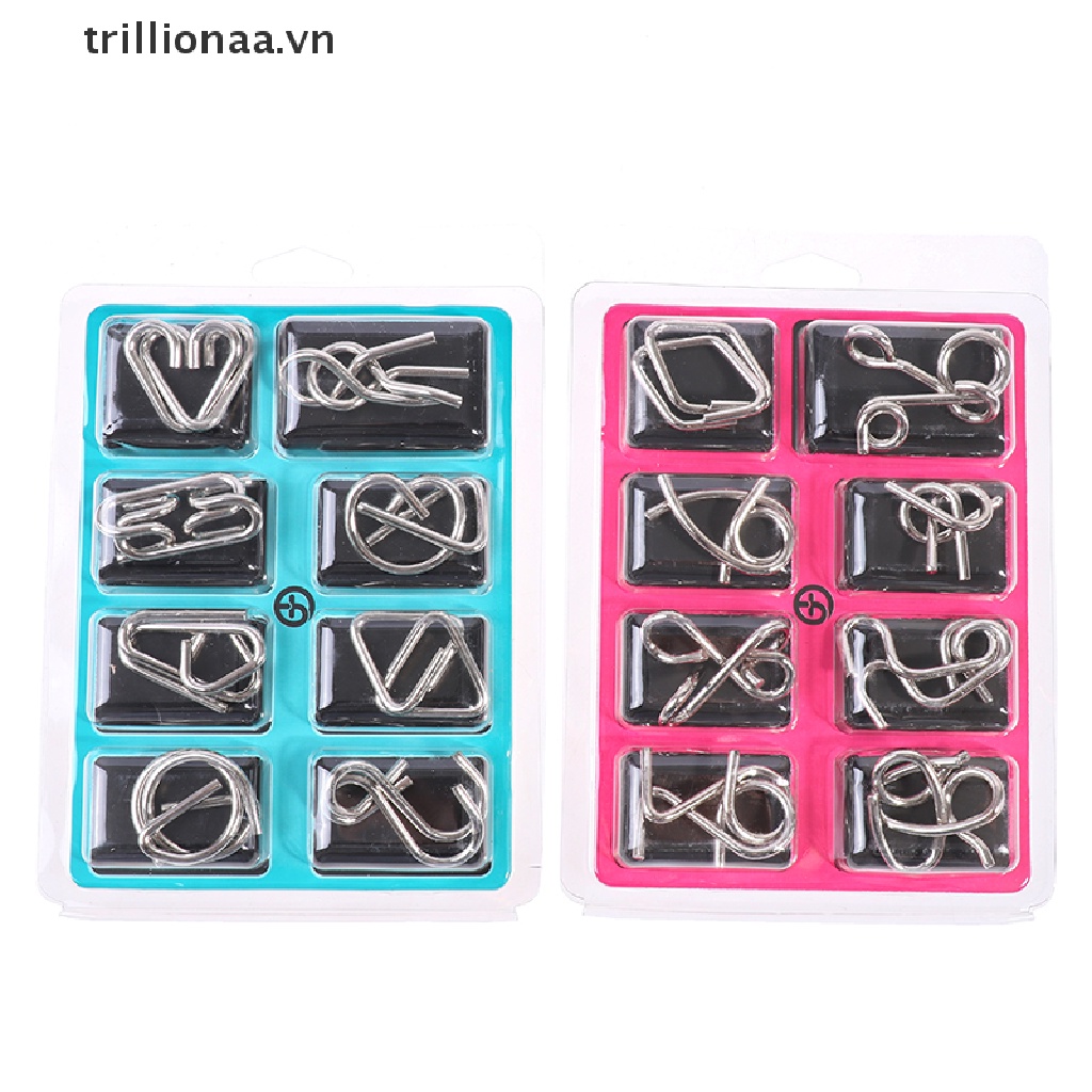 Bộ đồ chơi giải đố bằng kim loại 8 kiểu giúp rèn luyện IQ