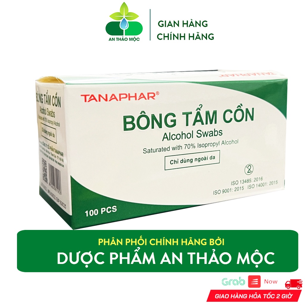 Bông Tẩm Cồn Tanaphar Làm Sạch Khử Trùng Da Hộp 100 Miếng