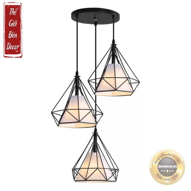 Combo 3 đèn thả kim cương T074 , đèn thả bàn ăn kèm bóng đèn
