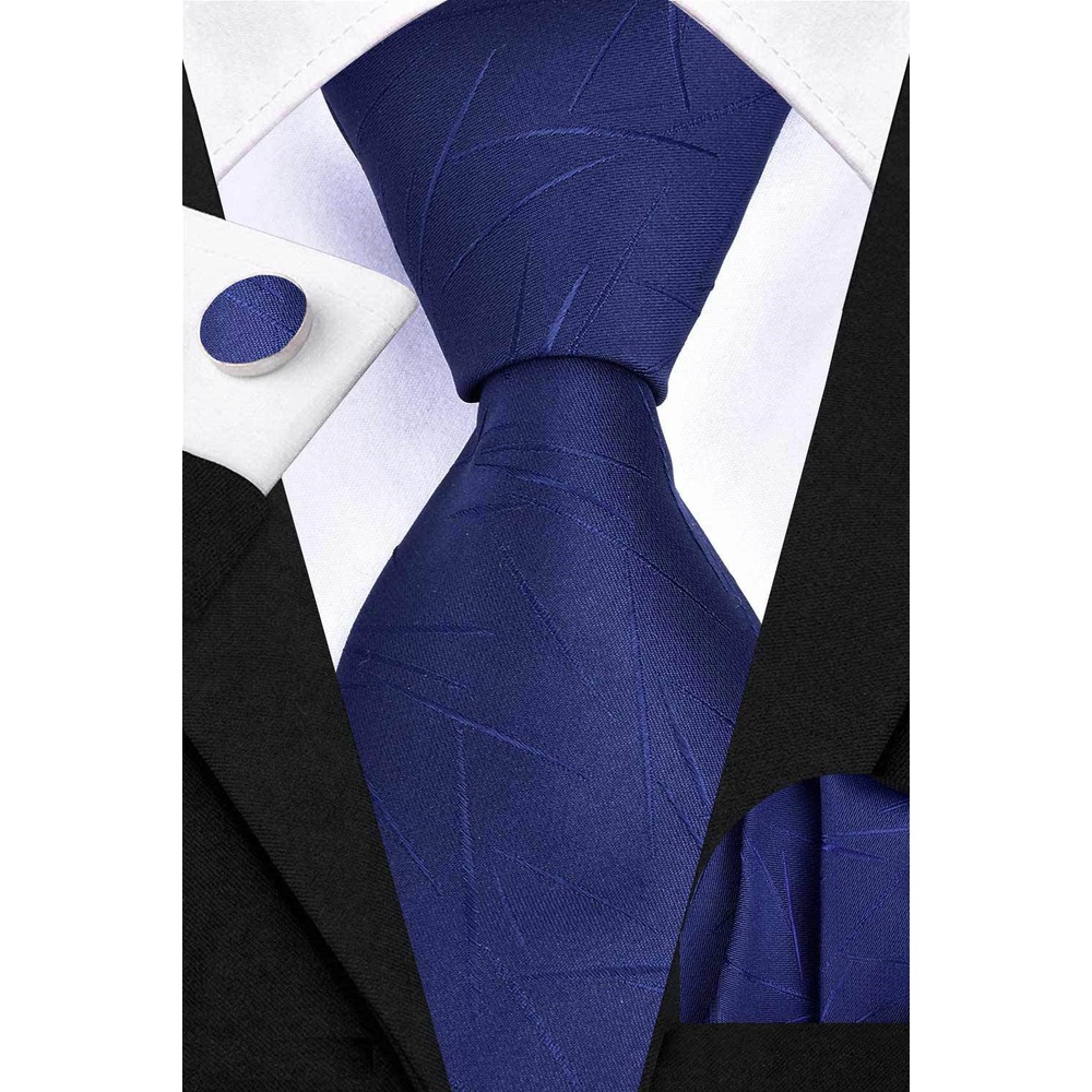 Bộ 3 món Cà vạt 8cm, Khăn cài túi áo vest, Măng-set cài tay, Cravat công sở, Calavat chú rể CBC-8005