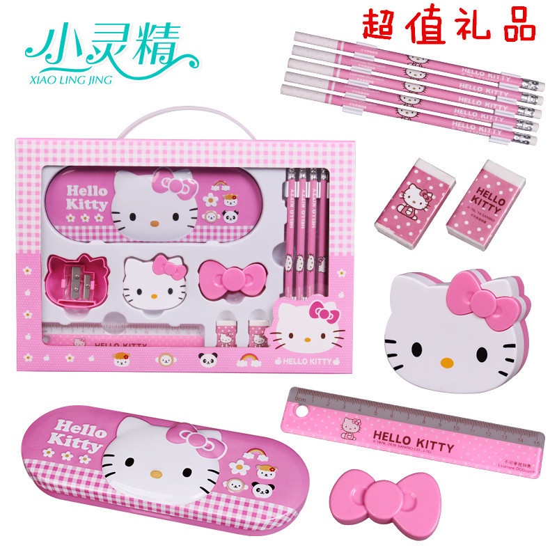 Bộ Dụng Cụ Học Tập Gồm Hộp Đựng Hình Hello kitty Cho Bé