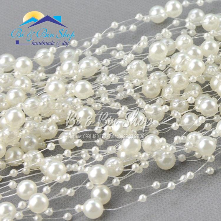 Gói 5m Dây Chuỗi Ngọc Hạt Trai Trang Trí Hoa Cưới Cho Cô Dâu, Trang Trí Tiệc Cưới
