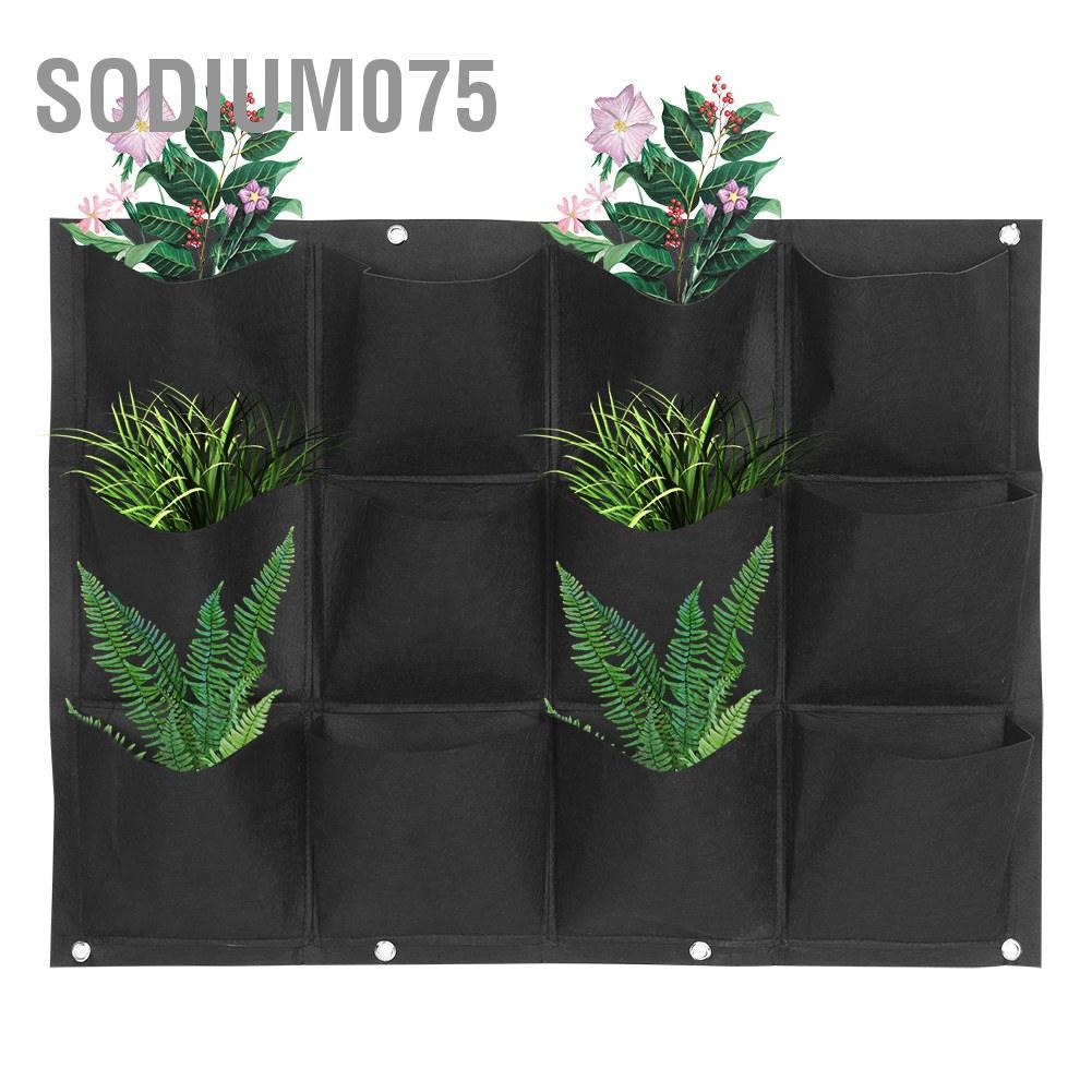 Sodium075 7/12/15/18 Pockets Planting Bag Garden Balcony Wall Vertical Flower Plants Hanging Planter